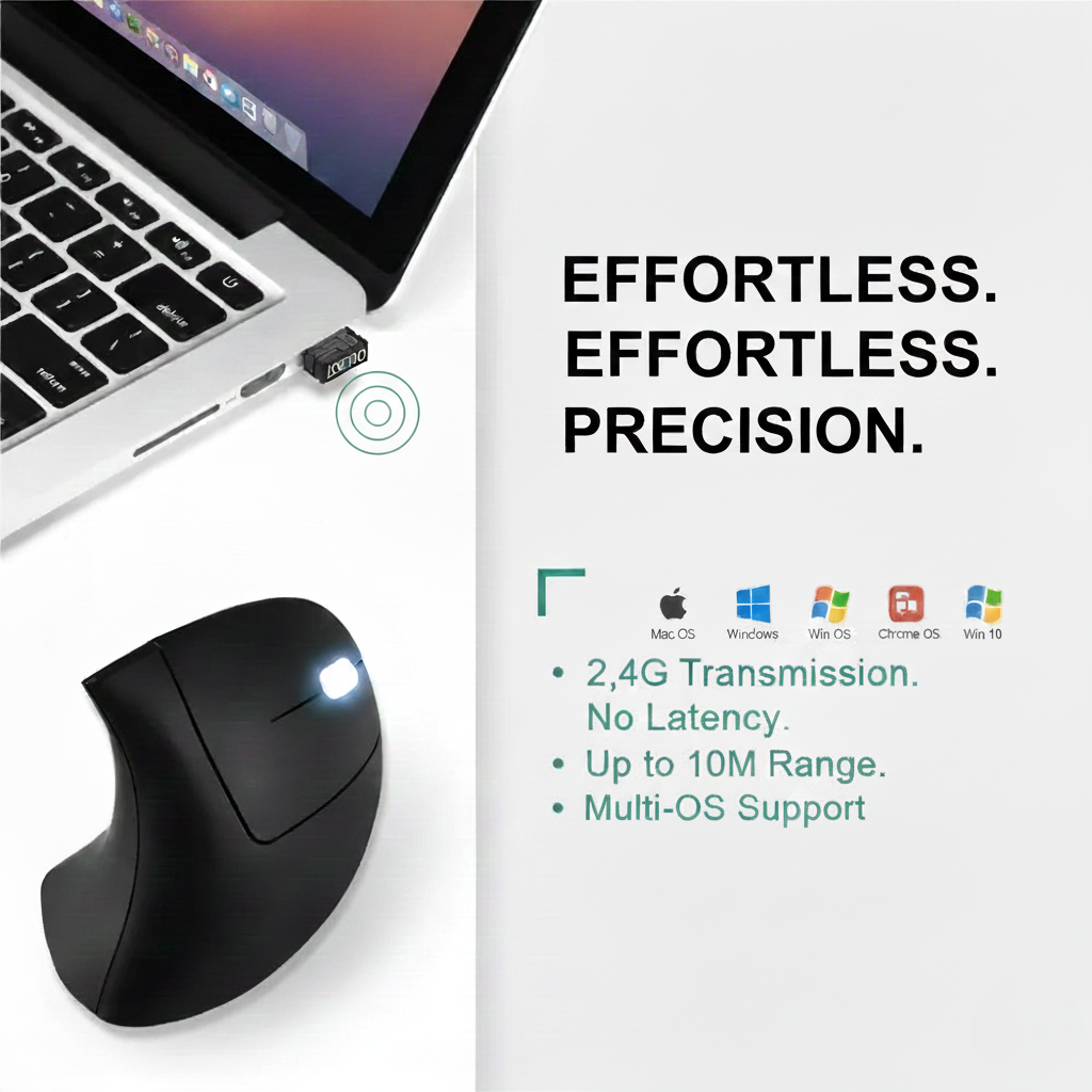 Ergonomic Vertical Wireless Mouse